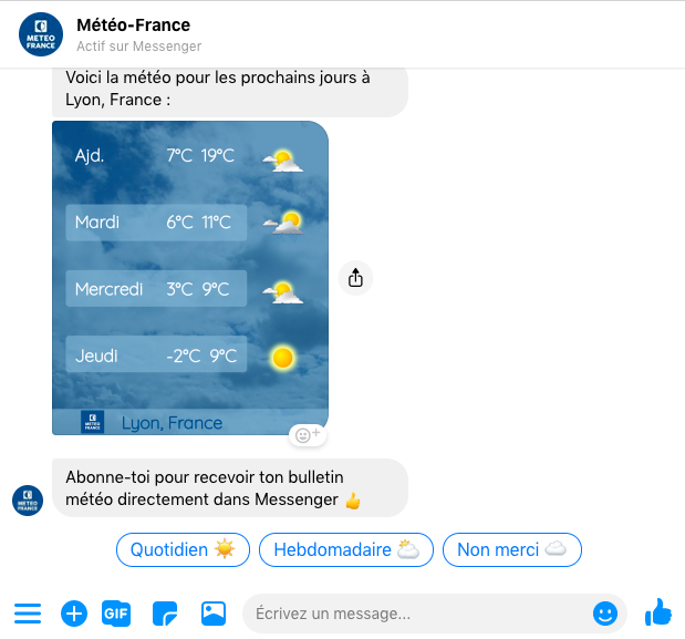 Chatbot météo france
